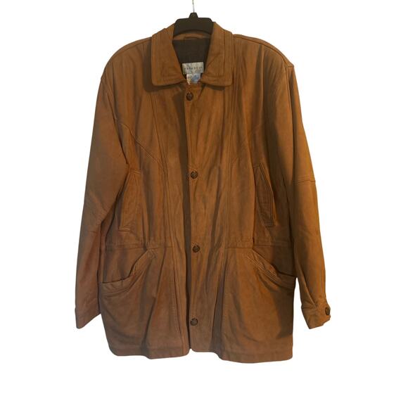 GUC Paradox Men's Brown Leather Suede Jacket Snaps and Zips in Front Size LT - Picture 1 of 7